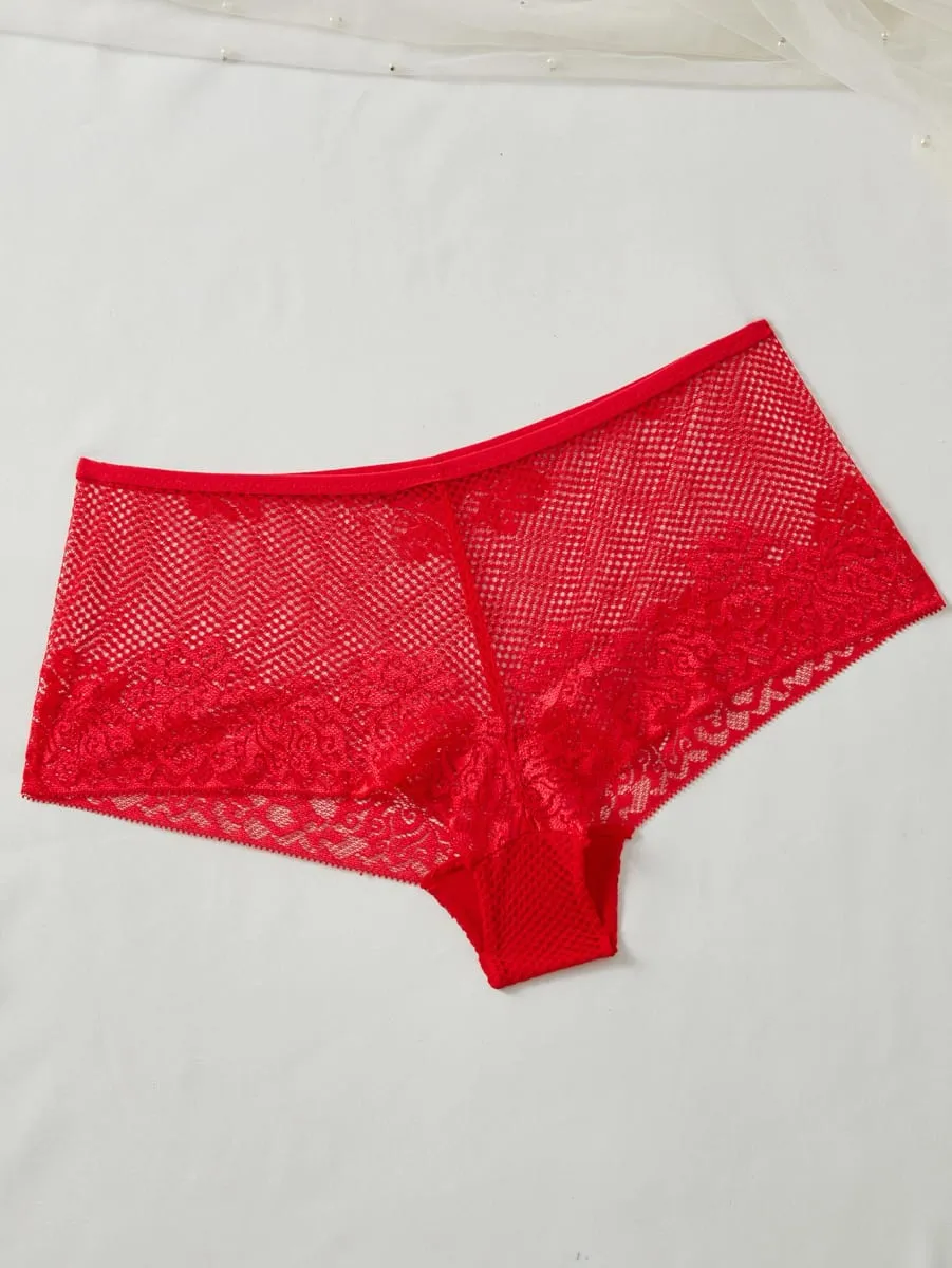 4PCS Women Floral Lace Lingerie Set Underwire Push Up Bra Sheer Mesh Breathable Panties Soft Comfort Sexy Underwear