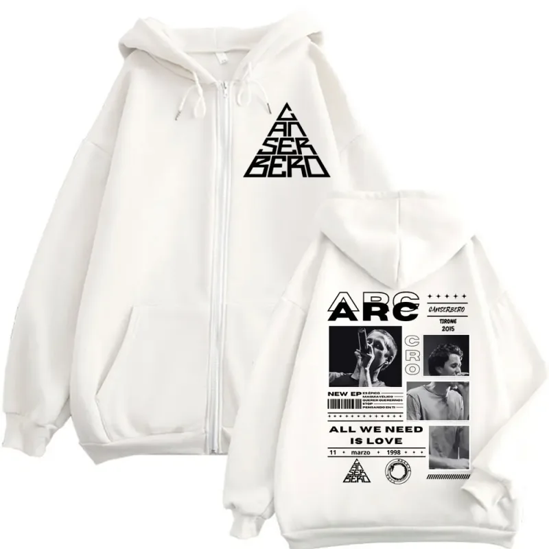 Canserbero All We Need is Love Muerte Vida Merch Zipper Hoodie Men's Fashion Hip Hop Zip Up Sweatshirts Casual Fleece Pullovers