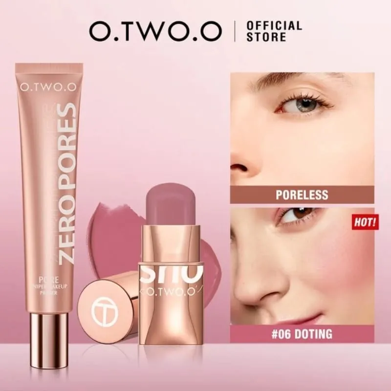 O.TWO.O 2pcs Makeup Set Multi Lipstick Blush Stick Face Primer Makeup Base Oil-Control Waterproof Lightweight Makeup for Women