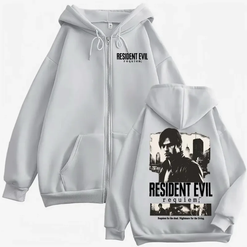 Limited Leon Kennedy Zip Up Hoodies Resident Evil Requiemm Jacket Sweatshirt Men Women Violence Aesthetic Zipper Pullovers Coats — image 7