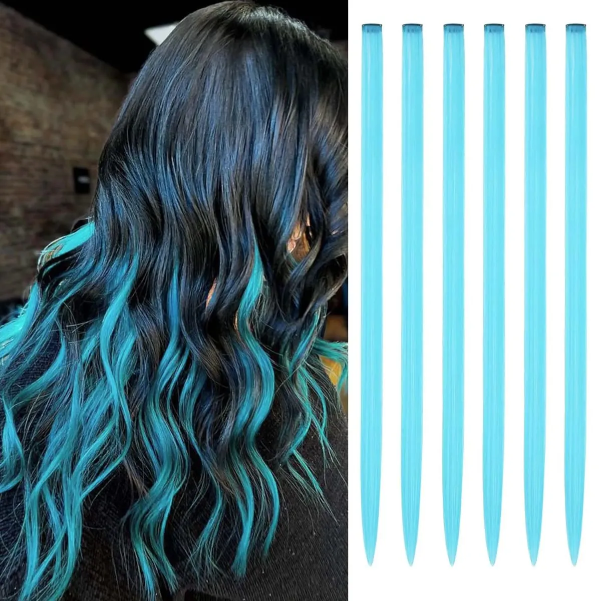 Estensioni a clip da 6 pezzi Estensioni sintetiche per capelli colorati da 24 pollici Punti salienti del partito Posticci lunghi dritti per donne Ragazza per bambini