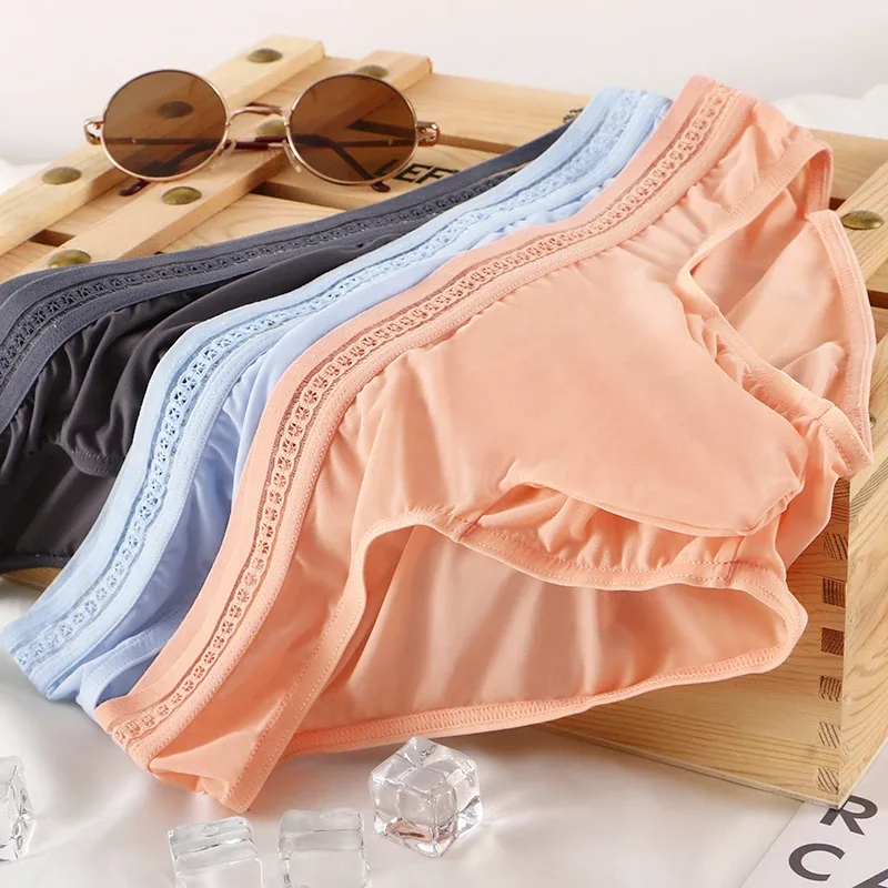 Summer New Men's Briefs Men's Gunmetal Separation Breathable Men's Ice Silk Cool Briefs
