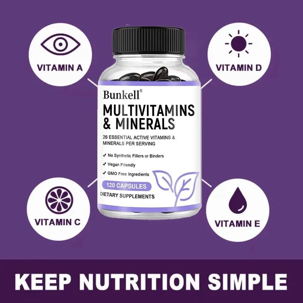 Multivitamin and Minerals - Daily Supplement Antioxidants Skin Repair Liver Health Maintenance Energy Boost 120 Capsules — image 5