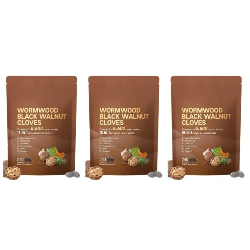 Wormwood Black Walnut Cloves 6600mg 18 In 1 Herbal Softgels Detox Digestive Health Gut Support Pumpkin Seed Garlic Oregano 240