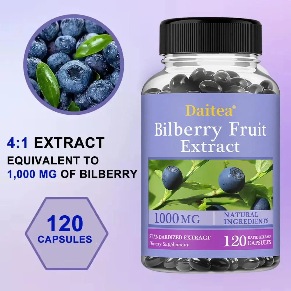 Premium Bilberry Extract Eye Vitamin Supplement Promotes Vision Health Antioxidant Benefits and Improves Cardiovascular Health
