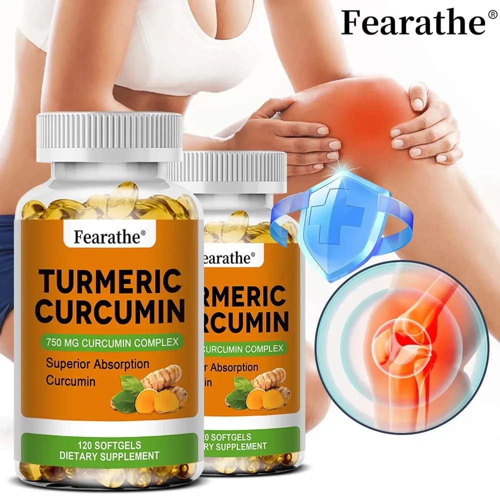 Organic Turmeric Curcumin Capsules Natural Antioxidant Herbal Supplement for Joint Bone Brain Cardiovascular & Body Wellness — image 1