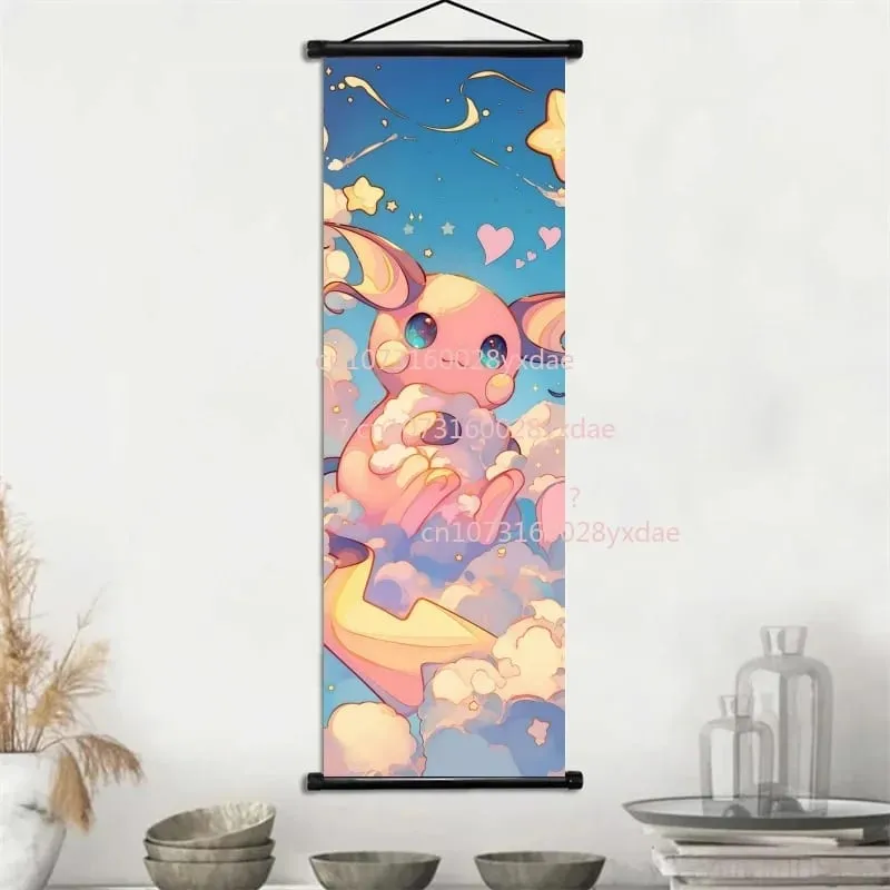 Classic Printed Pokemon Poster Cartoon Wall Artwork Gengar Squirtle Bulbasaur Pikachu Hanging Scroll Family Room Decoration — image 12