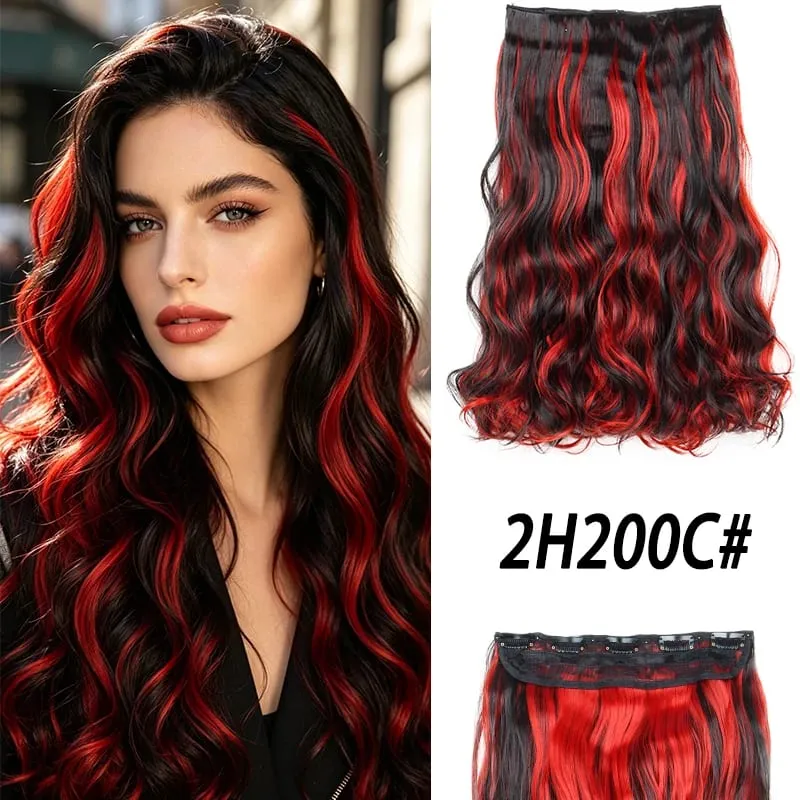 18Inch Synthetic Long Curly Hair Extension One Piece Highlight Rainbow Clip In Hair Extensions Fashion Hairpiece for Women — image 13