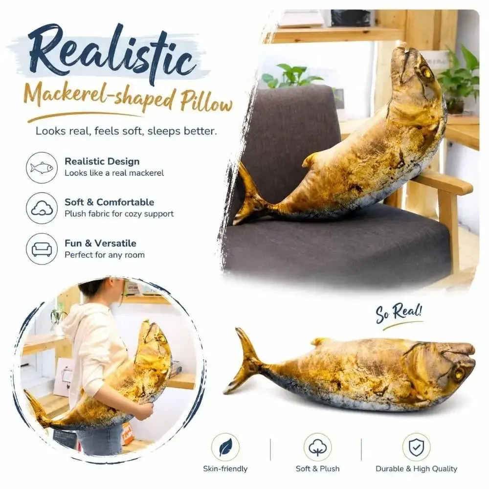 New Realistic Mackerel Plush Pillow Plush Soft Stuffed Fish Plush Toy Food Plush Toy Sofa Bed Decor — image 4