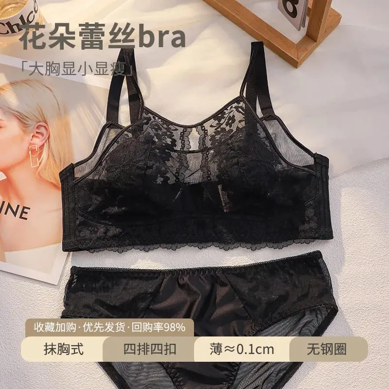 French Style Lace Strapless Bra For Women Large Bust Minimizer Slimmer Sexy Beautiful Back Comfort Lingerie Size 34-44 M-XXXXL