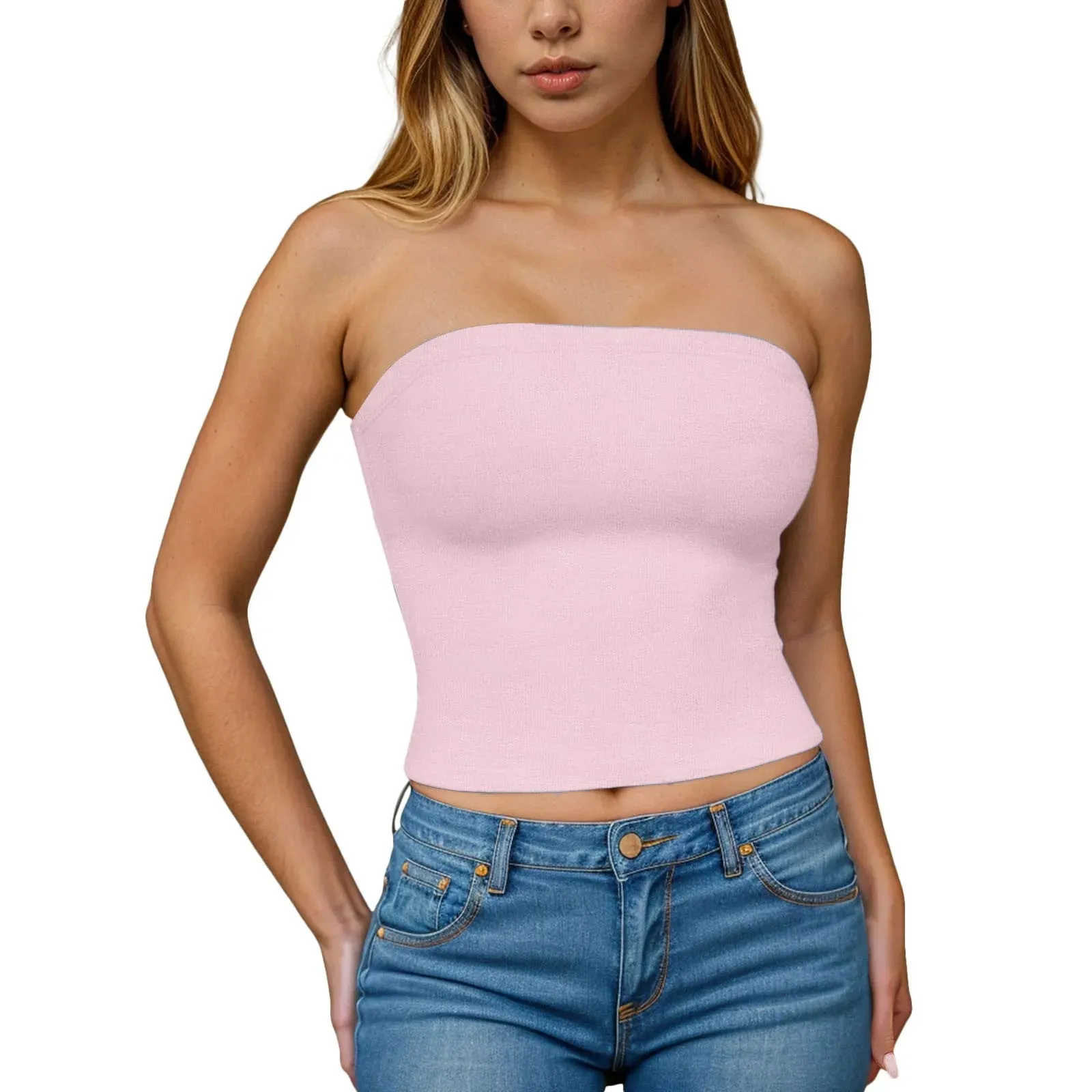 Sexy Off Shoulder Tube Tops Women Strapless Solid Color Backless Bandeau Tops Summer Slim Fit Bottoming Shirts Underwear