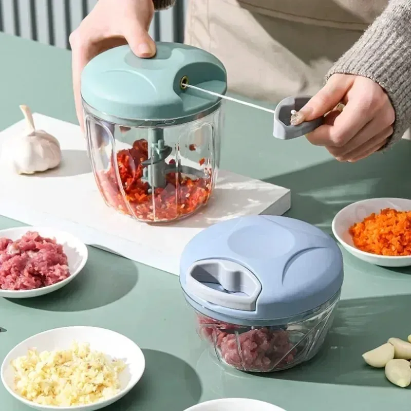 Crusher Vegetable Onion Cutter Kitchen Cooking Accessories 500/900ML Manual Meat Mincer Garlic Chopper Rotate GarlicPress — image 1