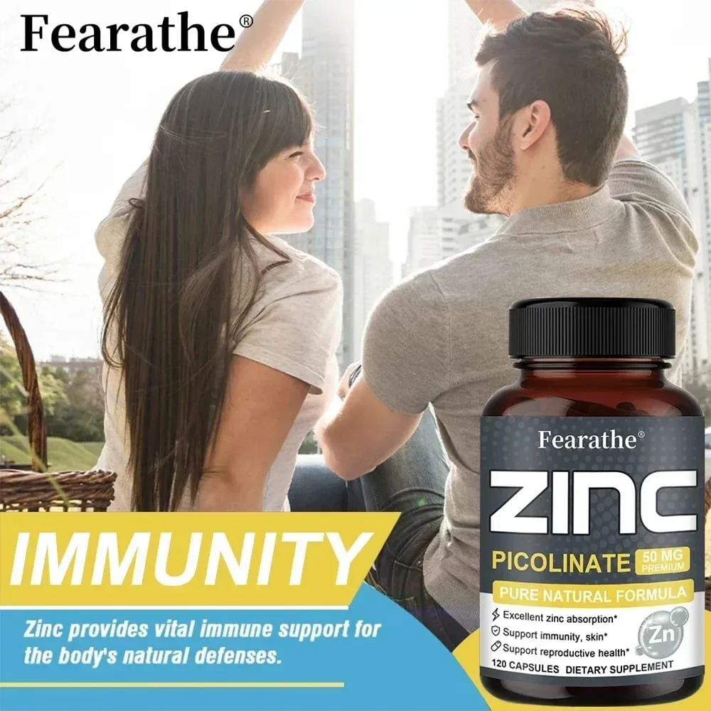 Cápsulas de Zinco 50 Mg - Suplemento Antioxidante Natural para Cabelo Imunológico, Unhas e Suporte para Pele Unissex — image 2