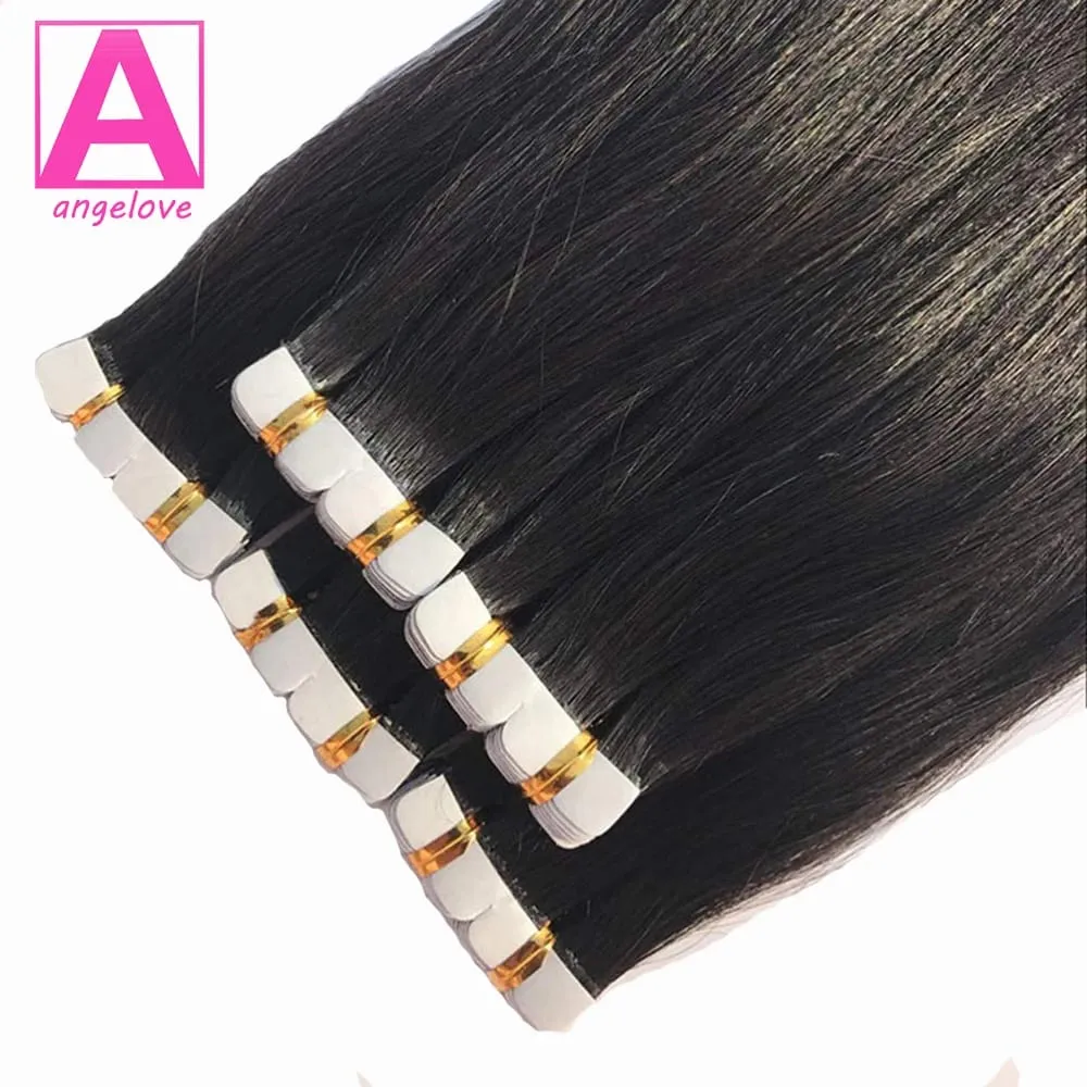 Straight Mini Tape In Human Hair Extensions Seamless Mini Tape 100% Natural Real Invisible Adhesive Tape Ins For Women 26 Inches — image 2