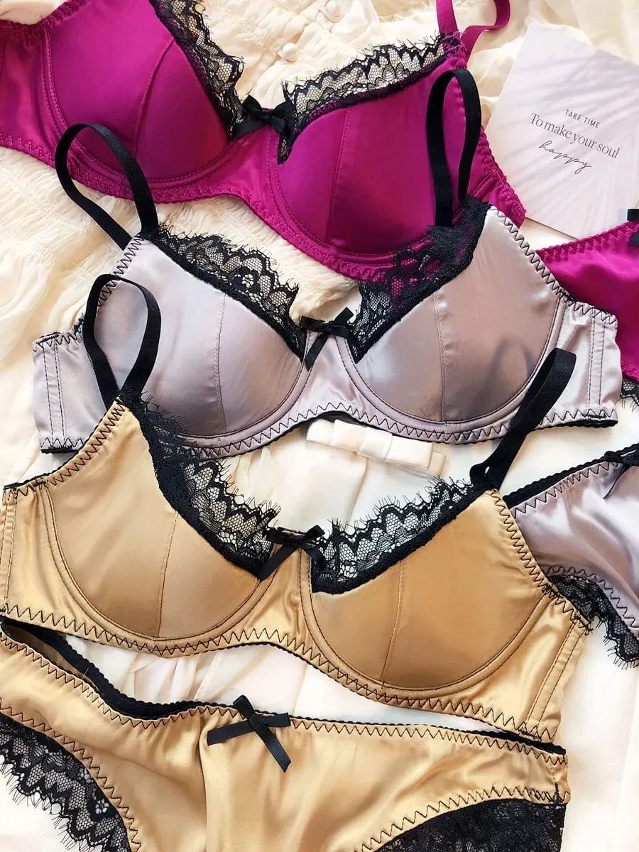 เซ็กซี่ลูกไม้บางถ้วยชุดชั้นในผู้หญิงฝรั่งเศส Push Up Bra ชุดผ้าไหมคุณภาพสูง Comfort Breathable ชุดชั้นใน Intimates ชุด — image 2