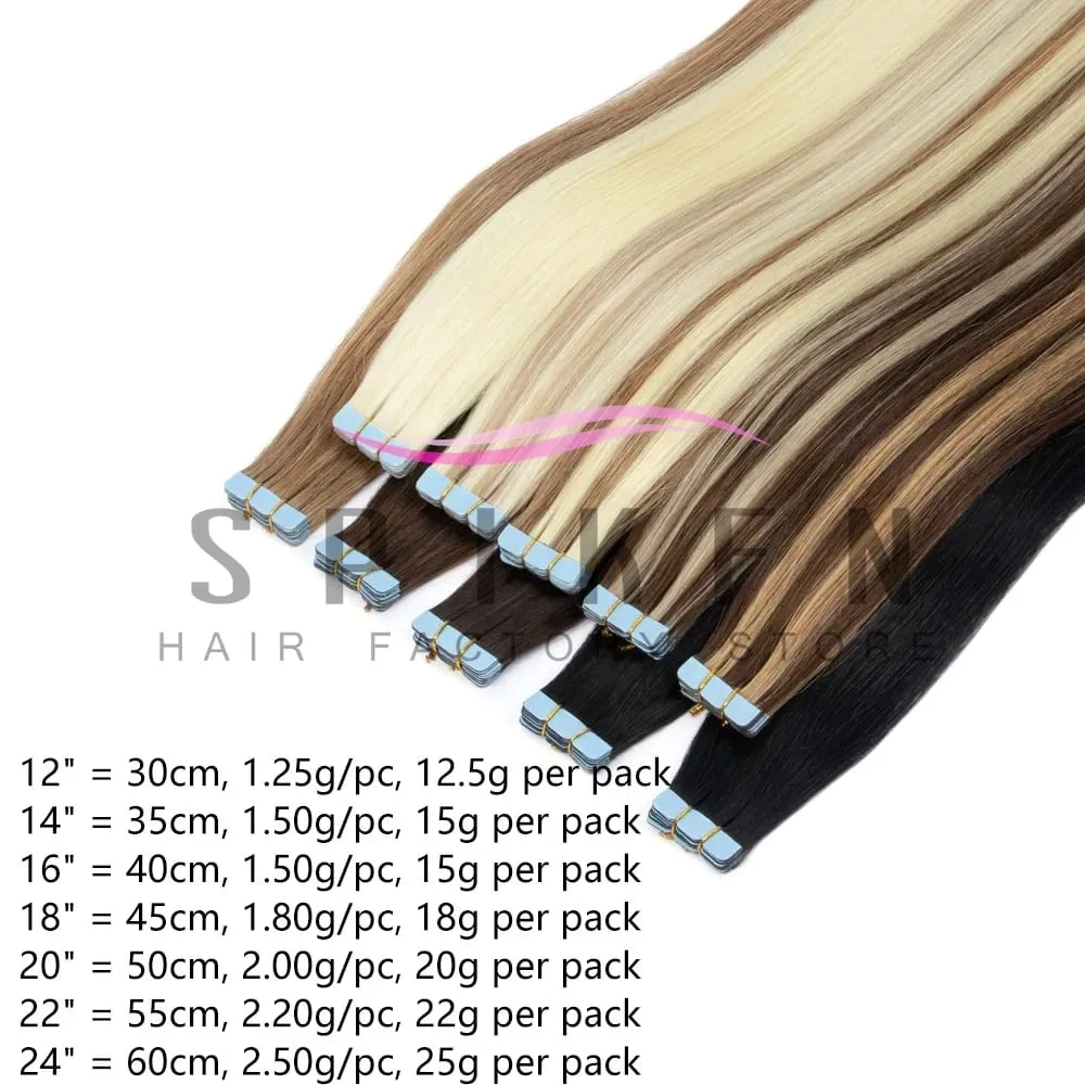 Mini Tape In Human Hair Extensions 12"-20" Machine Remy Skin Weft Adhesive Tape Hair Natural Blonde Tape Ons 10pcs for Women