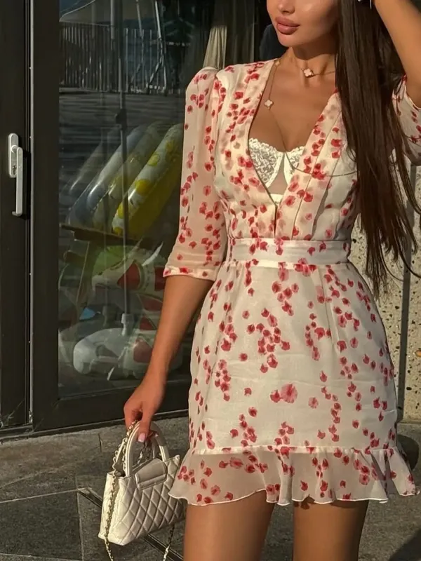 Collection Of Popular Printed Short Dress Deep V Neck A-line Bodycon Party Dresses 2026 Lady Spring Summer Vacation Outfits New — image 32