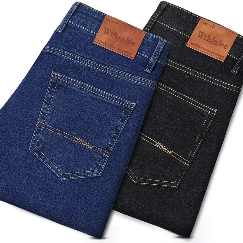 2026 Stretch Stretch Fashion Classic Blue Black Work New Business Men's Jeans Casual StraightDenim Trousers Male Brand Clothing — image 2
