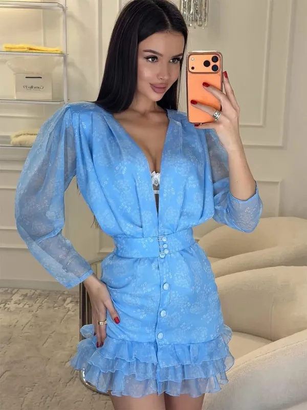 Collection Of Popular Printed Short Dress Deep V Neck A-line Bodycon Party Dresses 2026 Lady Spring Summer Vacation Outfits New — image 13