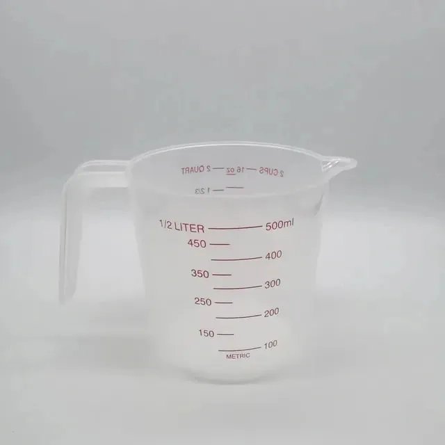 Kitchen Food Grade 0.25L 0.5L 1L Plastic Tip Mouth Pot Pour Spout Clear Measuring Cup Household Baking Scale Cup Kitchen Tool