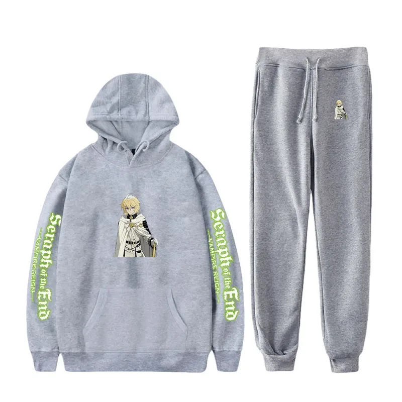 Harajuku Comfortable Seraph of the End Print Sweatshirt Sweatpants Suit Hoodies+ Trousers Suit Boys/Girls 2 Piece Set Clothes