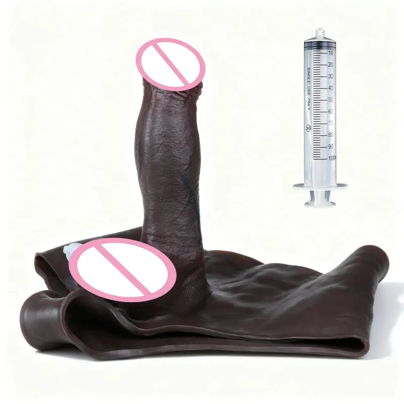 Black Nude Strapon Big Realistic Ejaculation Dildo Silicone Squirting Panties With Simulated Solid Penis Sex Toy For Women