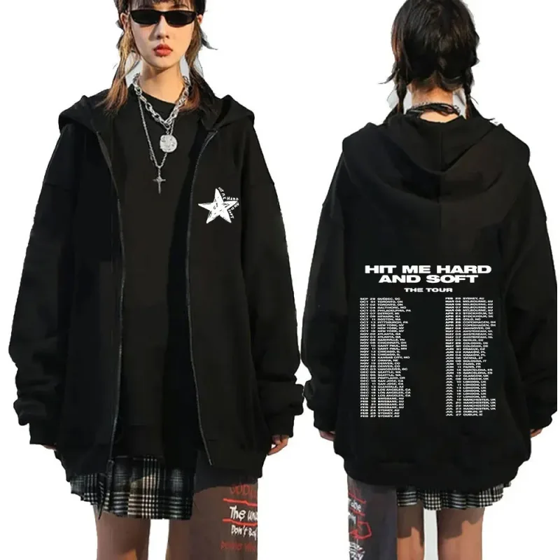 Hit Me Hard and Soft 2025 Tour Zipper Hoodies Fans Gift Men Women Clothing Pullovers Fashion Hip Hop Zip Up Sweatshirts Jackets