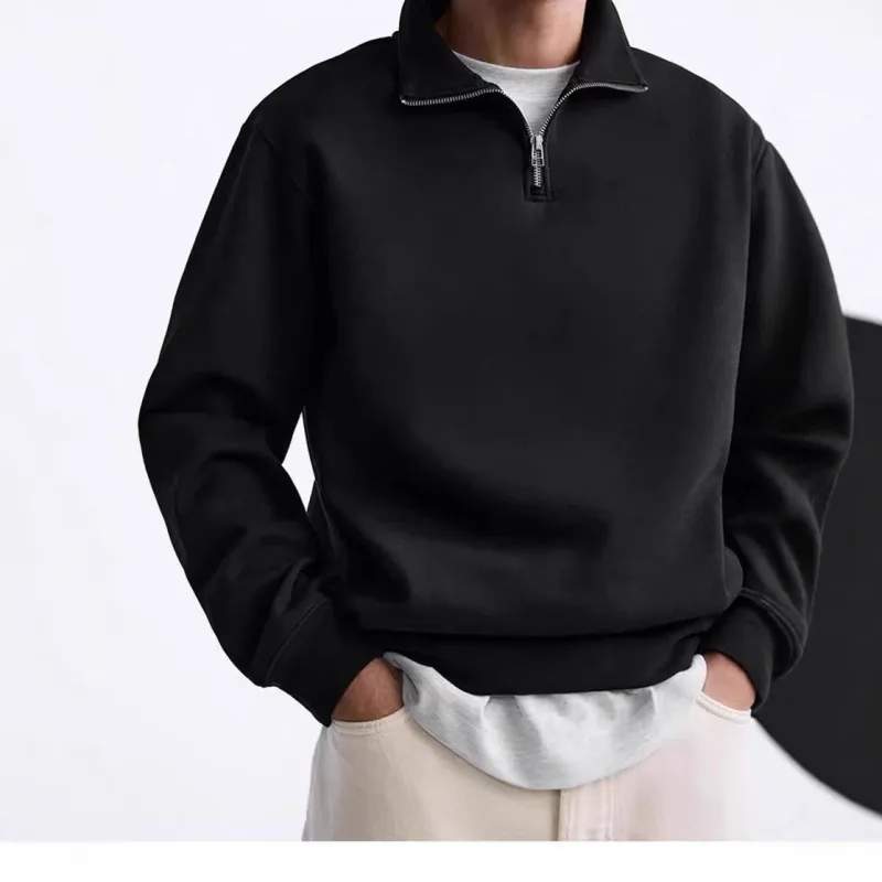 Spring Autumn new Casual Half Zipper stand collar sweatshirt Trend Simple slim men Pullover long sleeve tops Men's sweatshirt — image 4