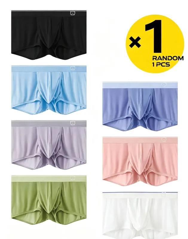 Men Ice Silk Boxer Underwear, Thin Mesh Breathable Quick Dry Underpants, Elastic Waist Comfort Summer Underwear, Random 1 Pcs