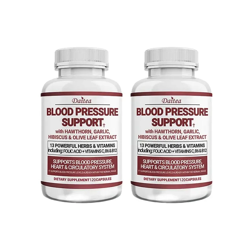 Suplemento de suporte à saúde circulatória Daitea com extratos de folhas de oliveira e alho de espinheiro - para suporte cardíaco - 120 cápsulas