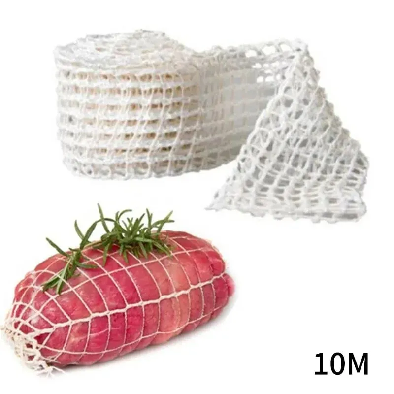 3/5/10/50 Meters Cotton Meat Net Elastic Smoked Meat Poultry Ham Netting Butcher 16 Holes Woven Packaging Net Cooking Tools — image 12