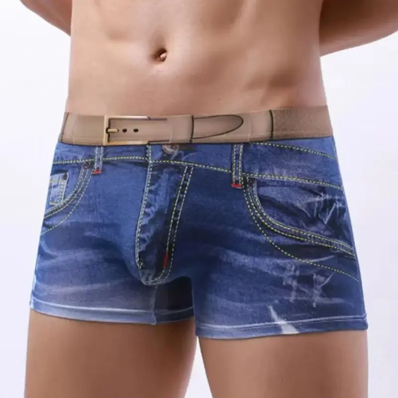 1PC Men's Briefs Boxer Briefs Cotton 3D Denim-Printed Boxer Briefs Fashionable and Sexy — image 7
