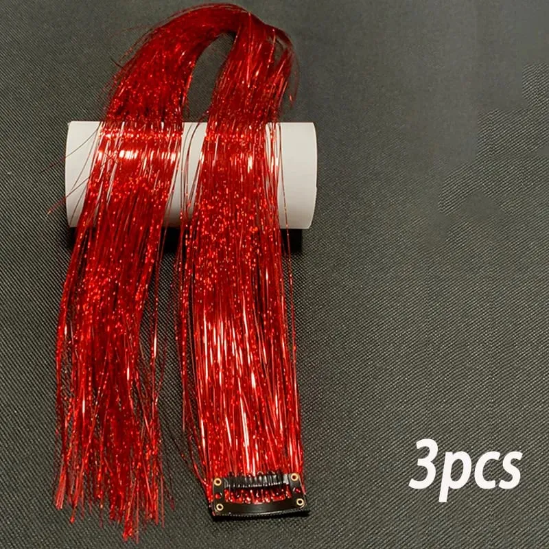 24Inch Synthetic 3pcs/set Long Straight Clip in Hair Extensions Highlights Colored Party Multi-Colors Hairpieces for Women Daily
