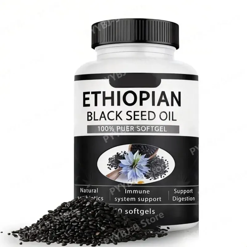 Ethiopian Black Seed Oil 100% Pure Softgel 800mg Gluten Free Non GMO Daily Health Support Diatery Supplement 60 Count
