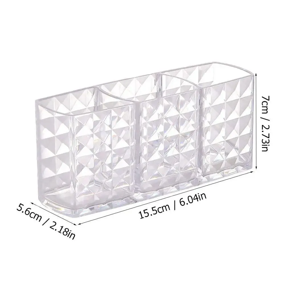 3 Slots Makeup Brush Holder Makeup Organizer Cosmetic Storage Box Lipstick Eyebrow Pencil Display Stand Acrylic Transparent Box