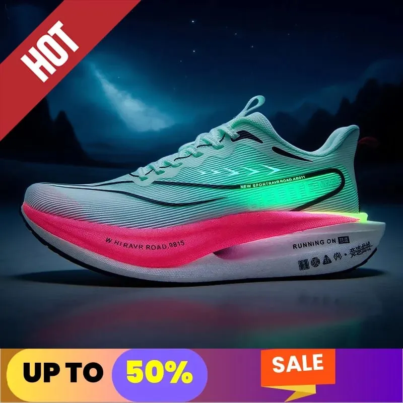Fluorescence Running Shoes CarbonBoard Marathon Men Sports Breathable Women's Comfortable Athletic Casual Sneakers WearResistant — image 4
