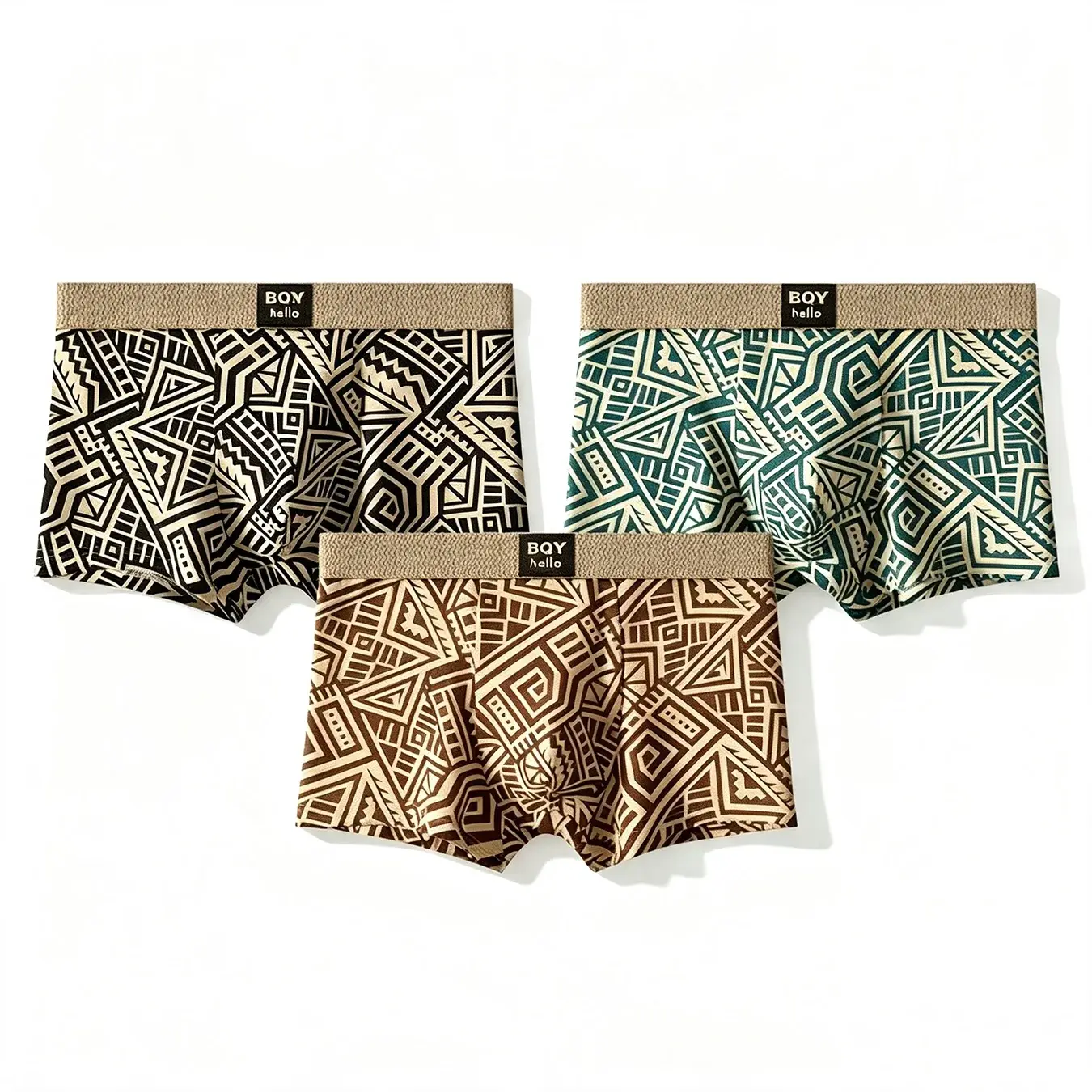 Men's Breathable Comfortable Underwear American Style Personalized Boxer Shorts Printed Trendy Ethnic Retro Square Underpant
