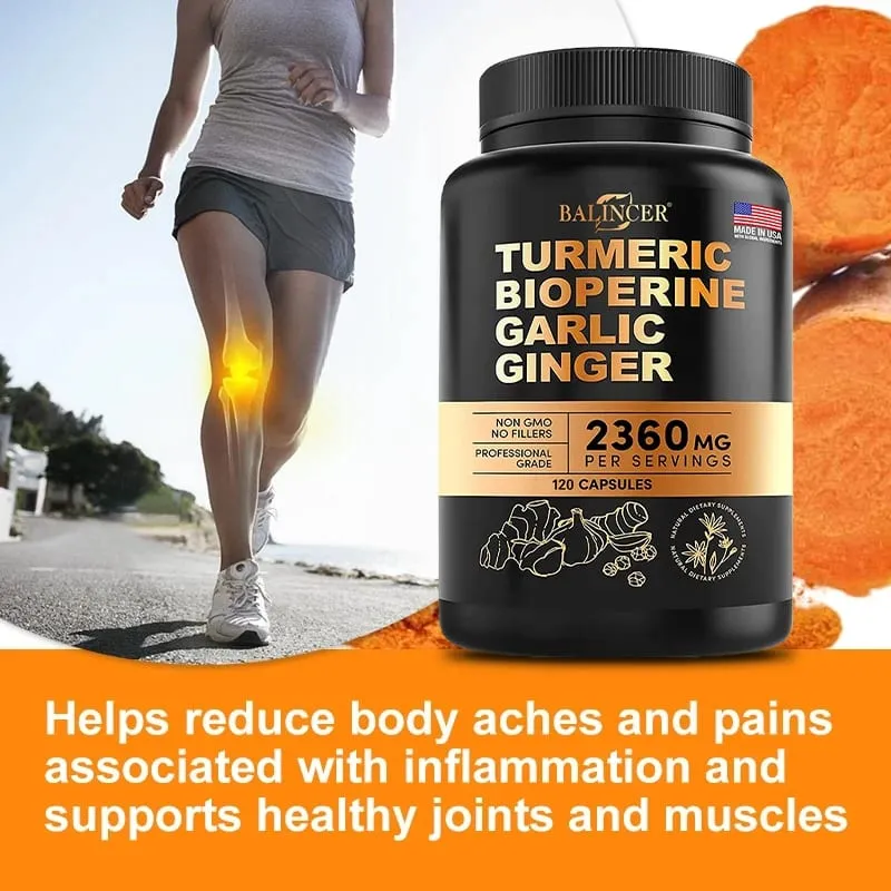 Turmeric Curcumin Capsules - Ginger Garlic & Black Pepper Natural Antioxidant for Joint Mobility Digestive & Immune Wellness — image 3