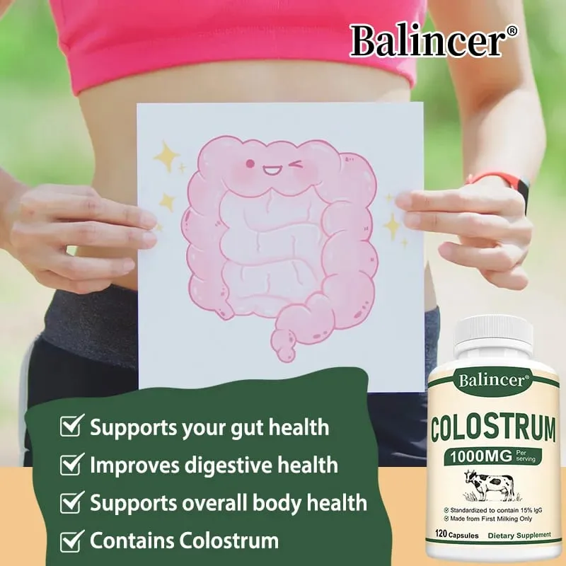 1000mg Grass-Fed Bovine Colostrum Capsules Probiotic Daily Wellness Supplement Supports Gut Comfort Skin & Vitality Balance