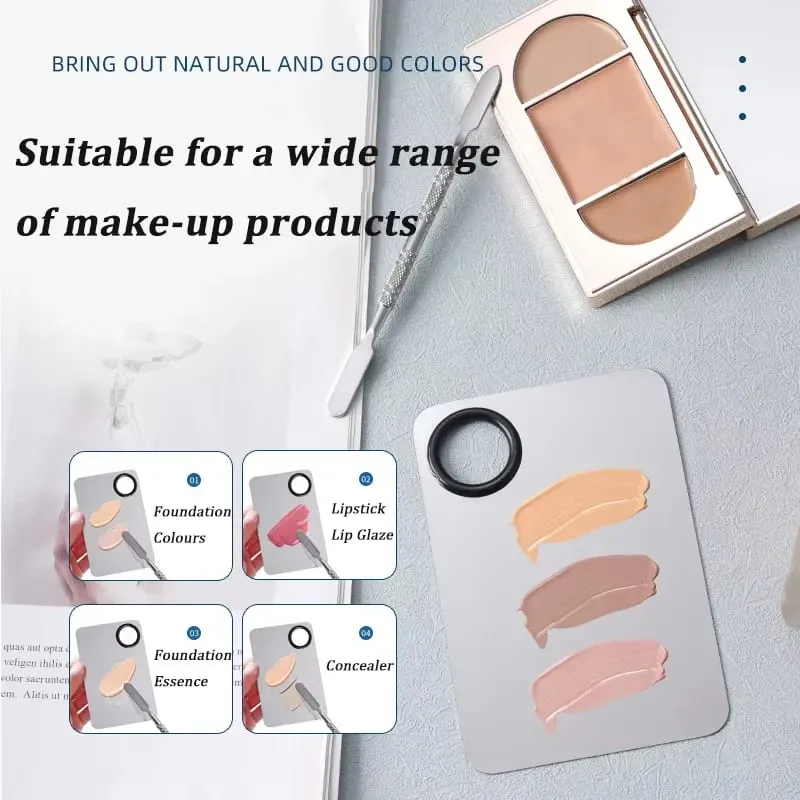 Makeup Mixing Palette KissDate Makeup Spatula Palette with Foundation Spatula Stainless Steel Makeup MixingTray Nail Art Palet