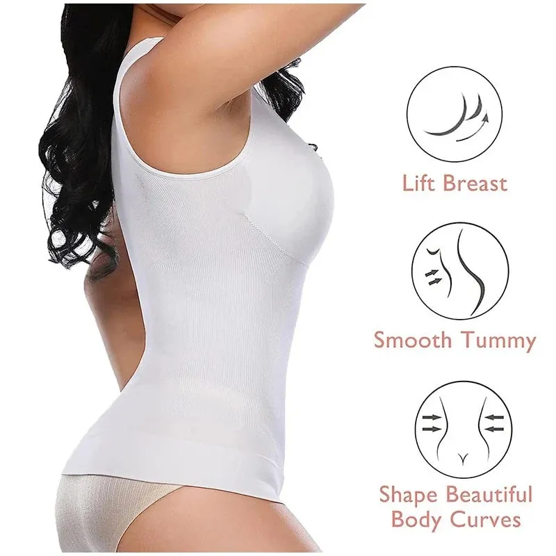 Women Tummy Control Shapewear Classic 2-IN-1 With Padded Bra High Elastic Vest Body Shaper Up Lift Corset Cami Tank Tops 3Colors — image 9