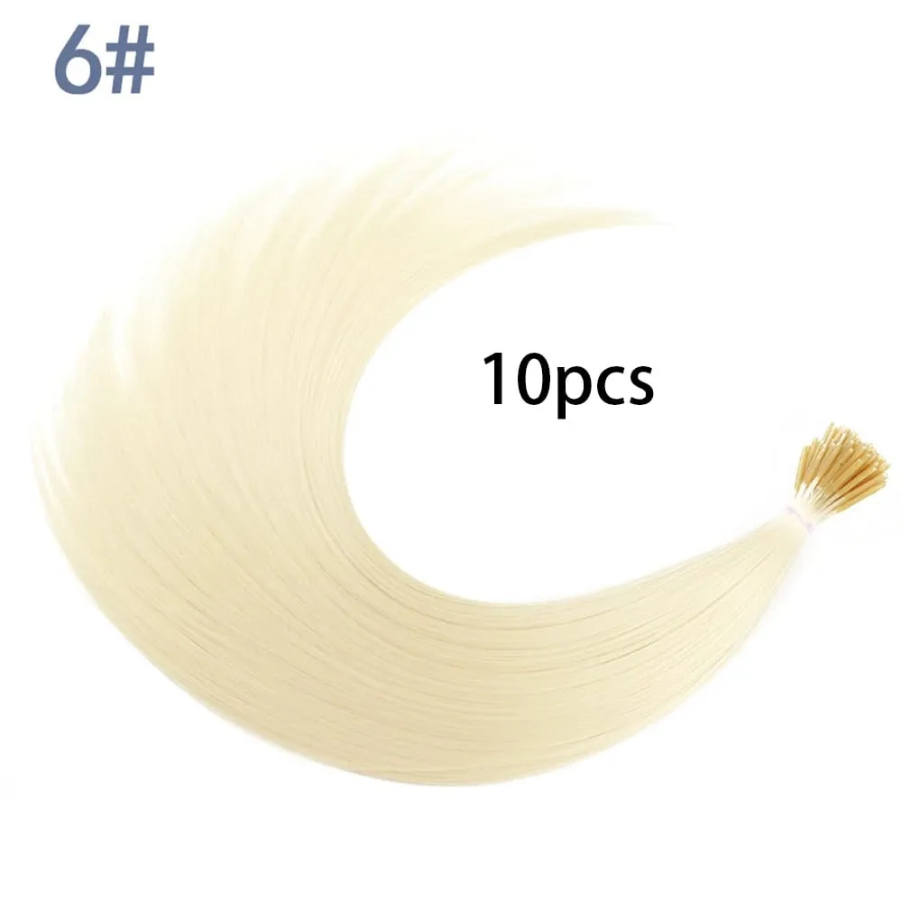 Synthetic Colored I-Tip Stick Hair Extensions Straight Hair 16 Inch For Women High Temperature 10 Strands/Pack Colors
