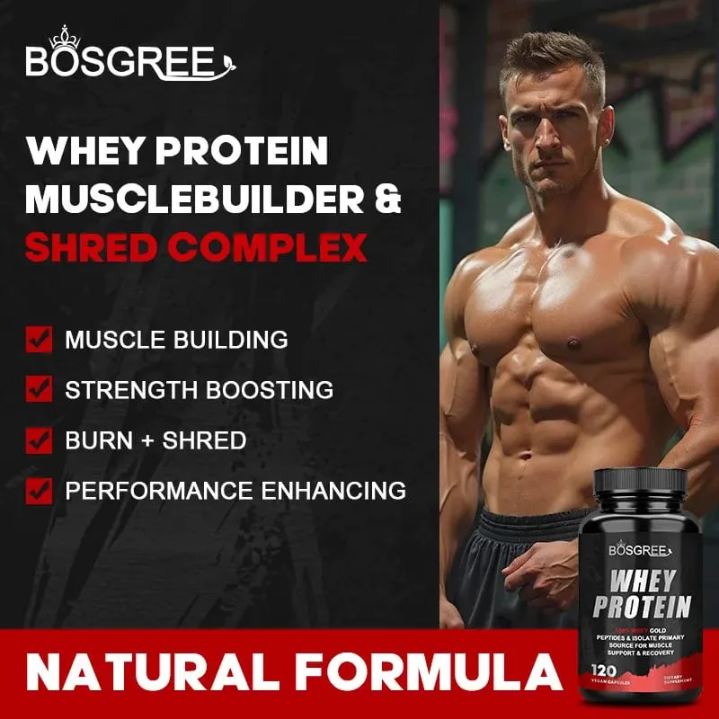 Whey Protein Capsules - Contains 6000mg of Protein - Balanced Muscle Health Boost Immunity and Support Post-exercise Recovery