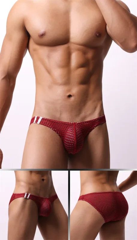 Mannen Slips Zomer Ademende Gaten Ondergoed U Bolle Dunne Lage Taille Heren Ondergoed Slips Slip Onderbroek Calzoncillos
