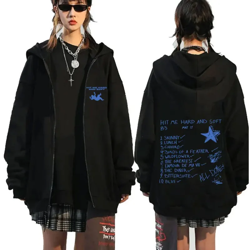 Hit Me Hard and Soft 2025 Tour Zipper Hoodies Fans Gift Men Women Clothing Pullovers Fashion Hip Hop Zip Up Sweatshirts Jackets