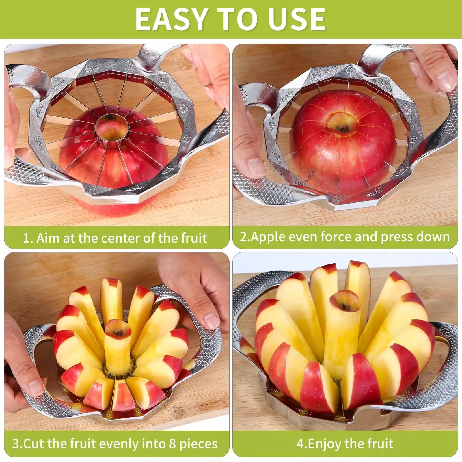 Fruit Cutter 12-Blade Extra Large Apple Corer Easy to Use Time-Saving Heavy Duty Stainless Steel Apple Slicer And Divider