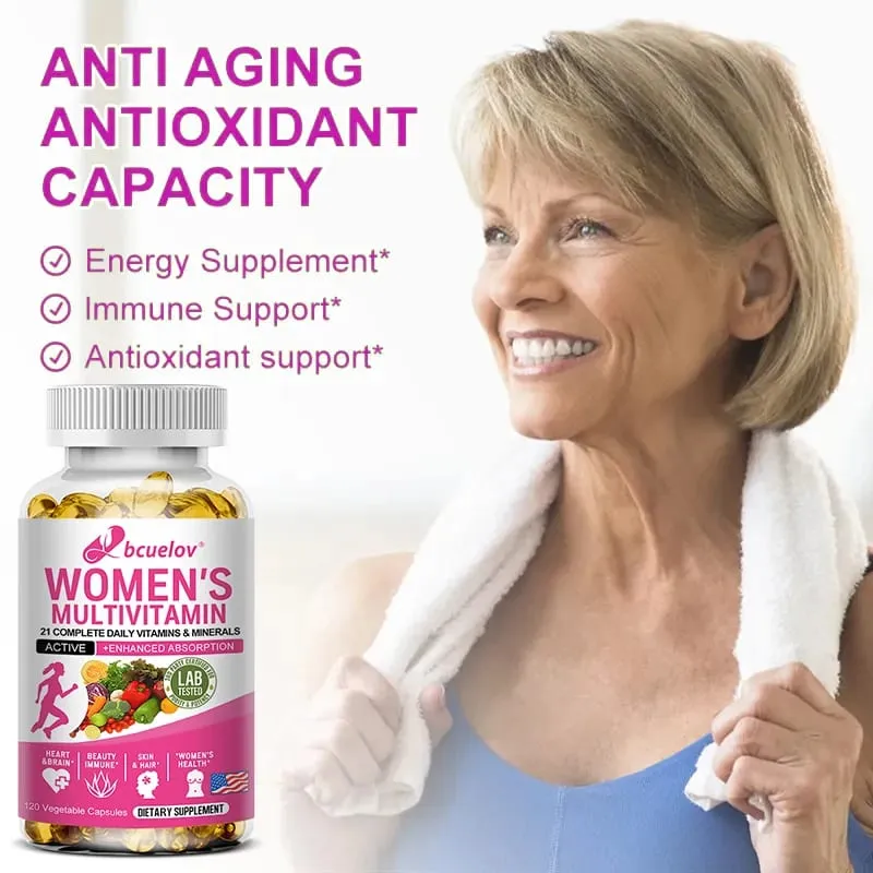 Daily Multivitamin for Women Capsules - Multivitamin and Multimineral Supplement for Skin Hair Health Energy Immune Support
