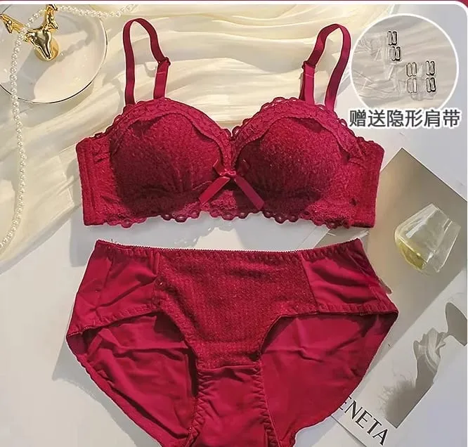 Women Strapless Wireless Bra Anti-Slip Half Cup Small Bust Compression Enhancer Anti-Sag Soft Sexy Lingerie Underwear Set — image 16