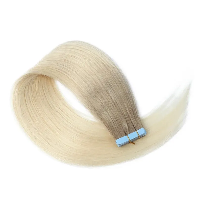 20 Inch Seamless Tape in Hair Extensions Human Hair Soft Invisible Black to Light Gray Color in Human Hair Extensions 30g/20pcs