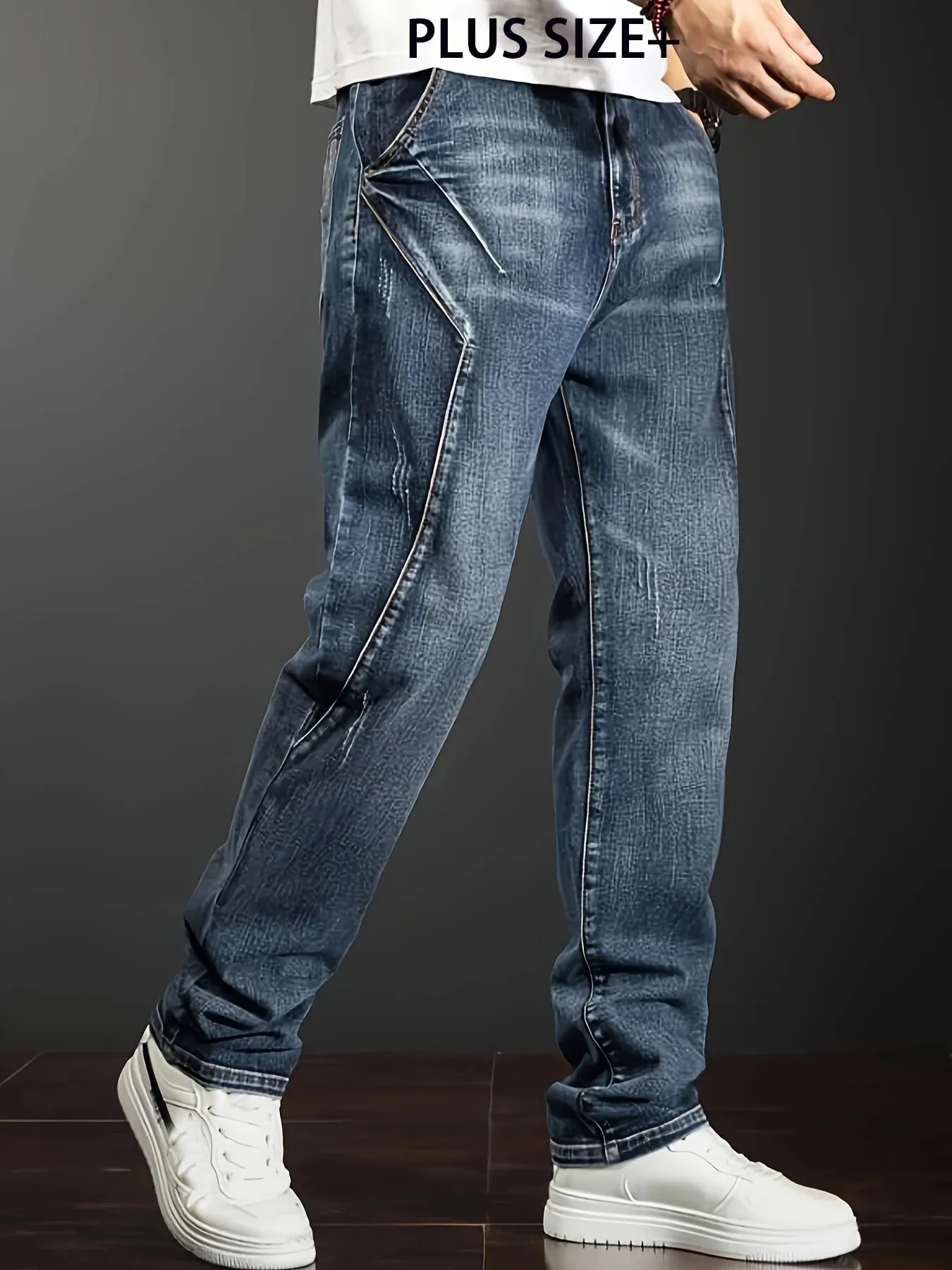 Plus Size Pants Business Men's Jeans 2Xl-6Xl Spring Summer Casual Straight Stretch Fashion Work Denim Trousers Male Clothing — image 2